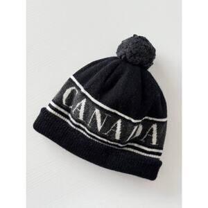 Canada Goose Logo Beanie Pom Toque Wool Blend